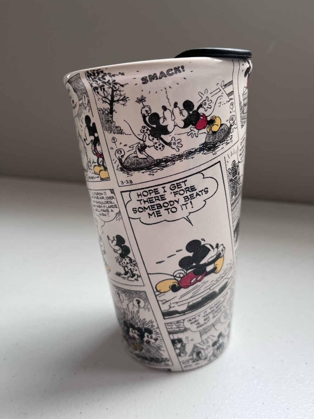 Hallmark Disney Mickey Mouse Comic Strip 16 fl oz Ceramic Travel Tumbler Coffee
